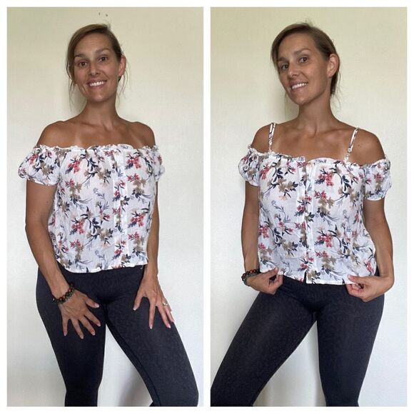 American Eagle Outfitters Tops - American Eagle Top Off Shoulder Floral Multiway Festival Boho Medium